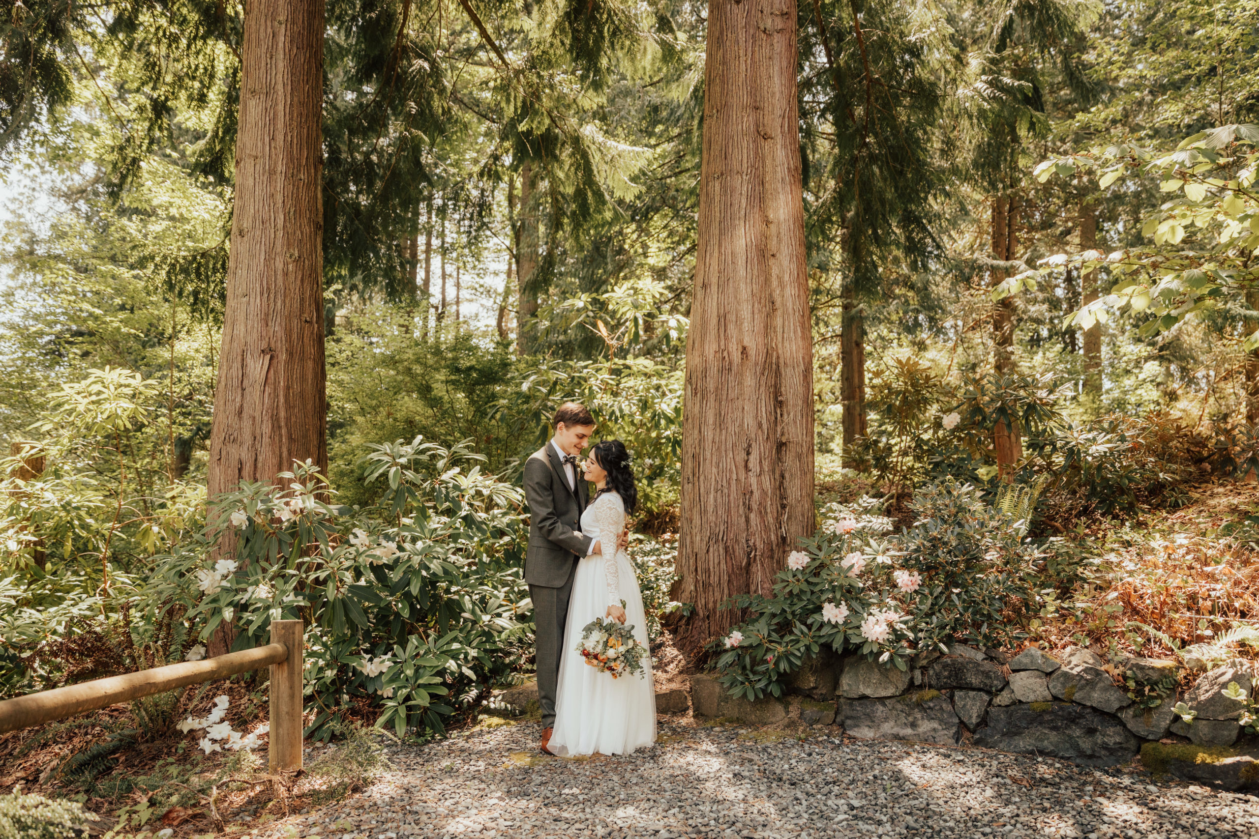 Bride & Groom Portrait Photoshoot Wedding Seattle Washington forest Elopement