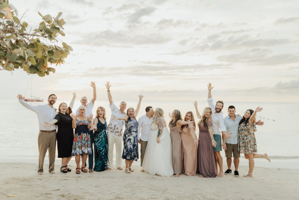 Beach Jamaica resort Wedding  bridal party and family