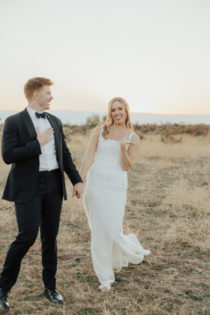 sunset photography bride and groom wedding day married